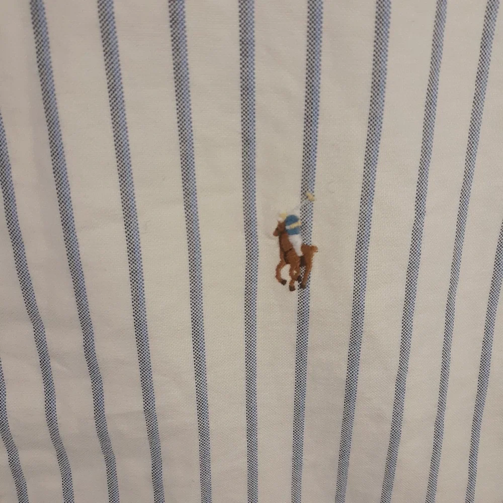 Polo Ralph Lauren Shirt Mens 2XL Classic Fit Cotton White Striped Short Sleeve
